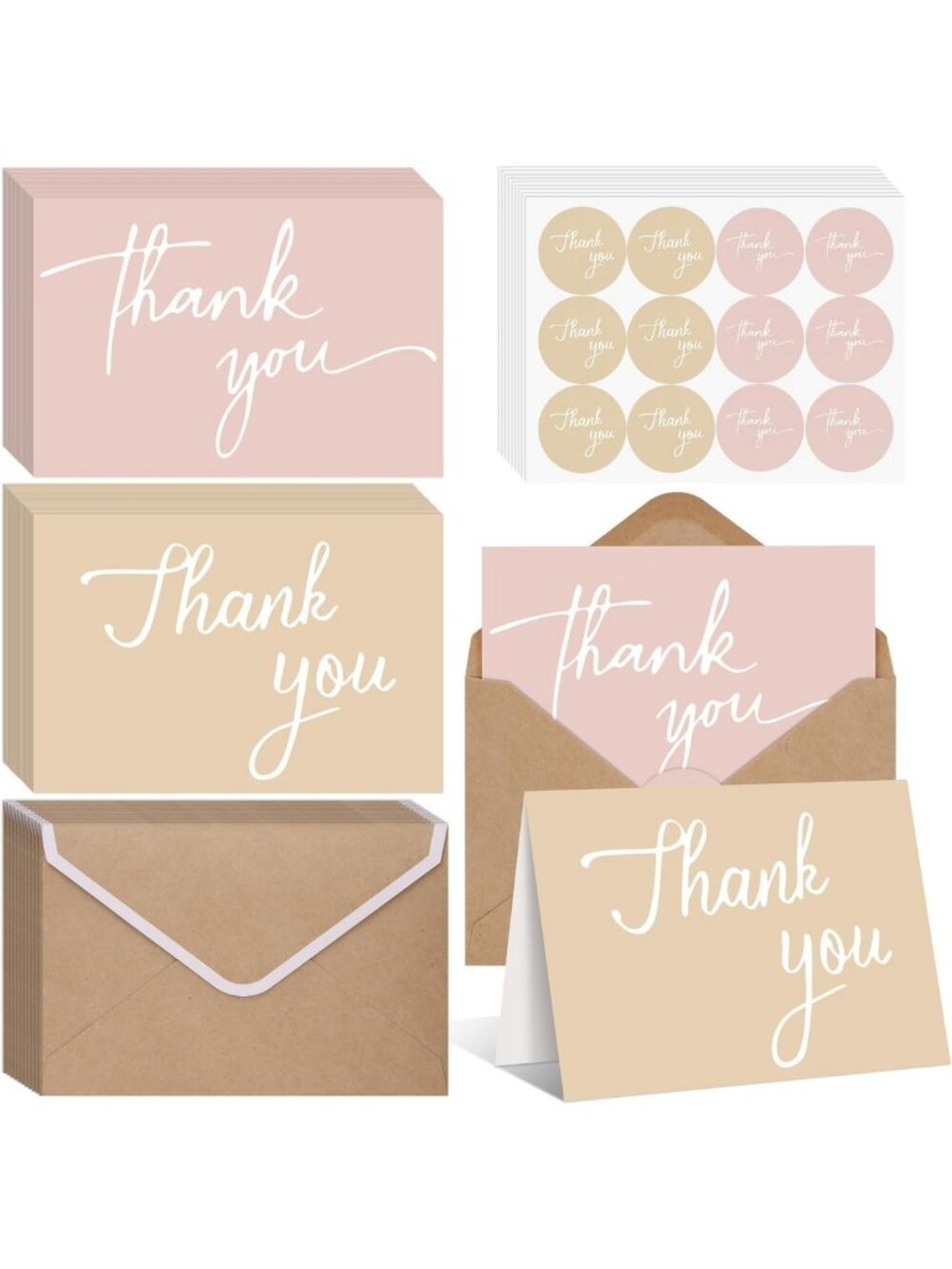 600 Thank You Cards with Envelopes & Stickers - 3.5x5 Inch, Perfect for Gifts
